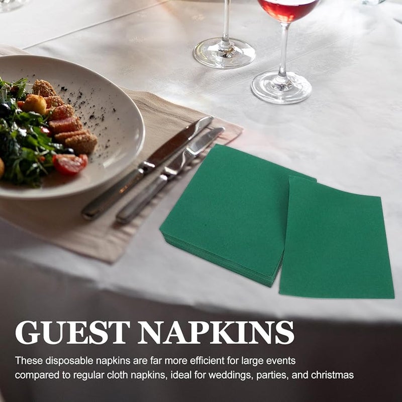 مناديل كوكتيل قابلة للتخلص خضراء داكنة ورق ممتاز ماص لحفلات الزفاف والحفلات وعيد الميلاد - Image 3